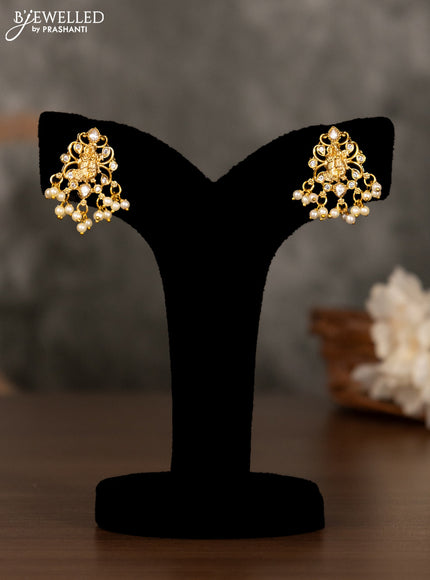 Antique pendant set radha krishna design with kundan & cz stones and pearl hangings