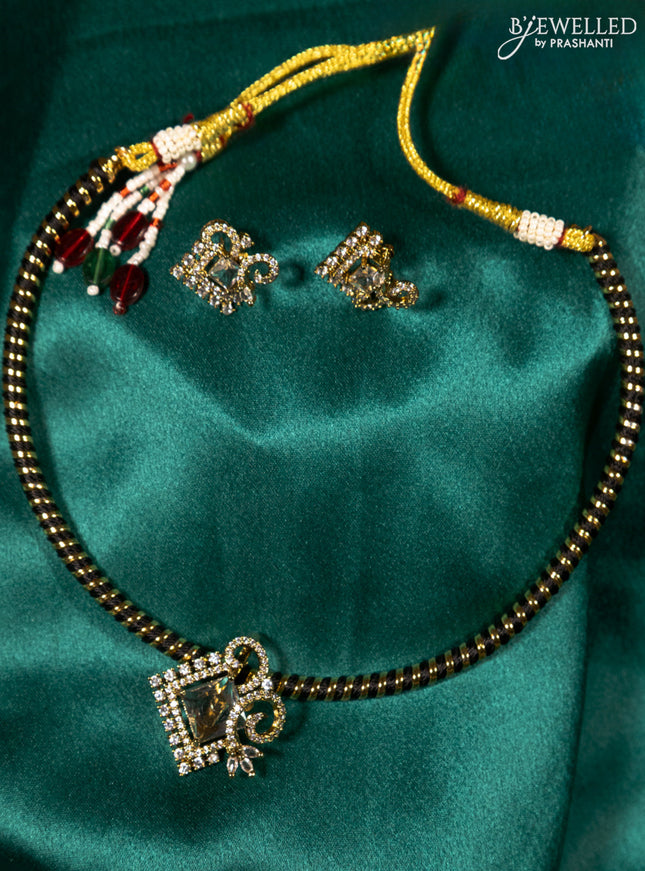 Antique ring type choker with cz stones pendant