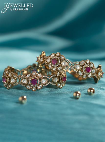 Antique bangles with ruby & kundan and cz stones