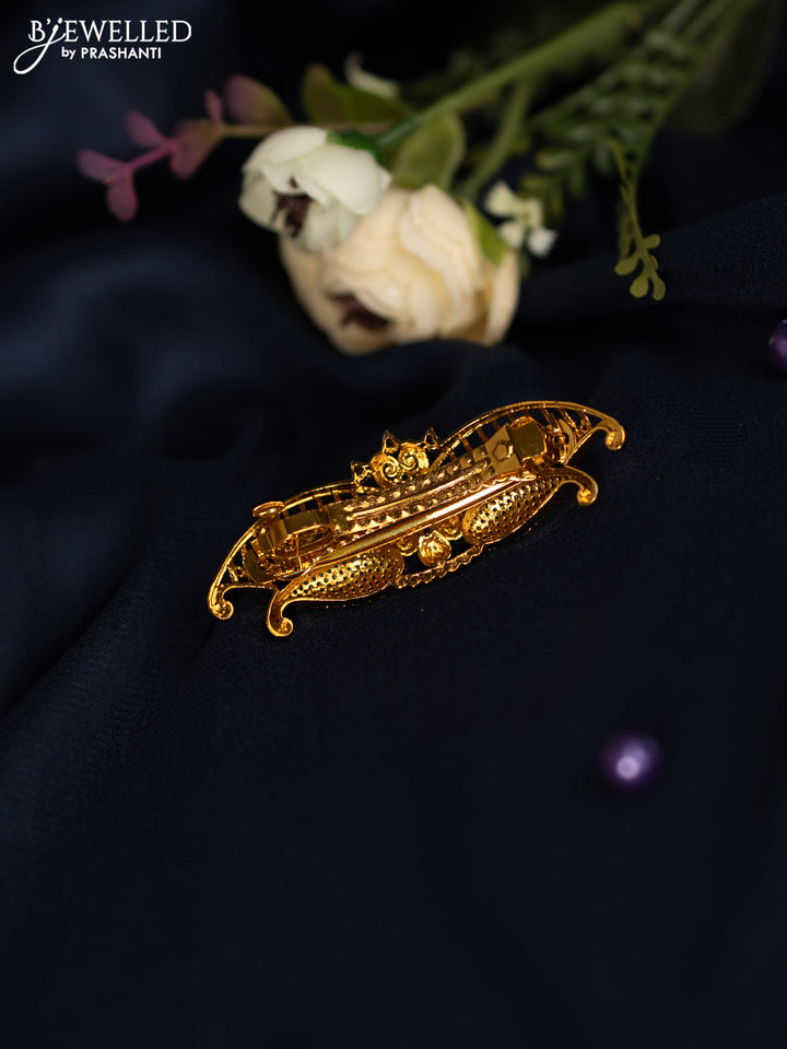 Antique hair clip medium size with kemp and cz stones