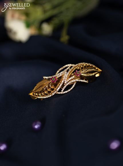 Antique hair clip medium size with kemp and cz stones