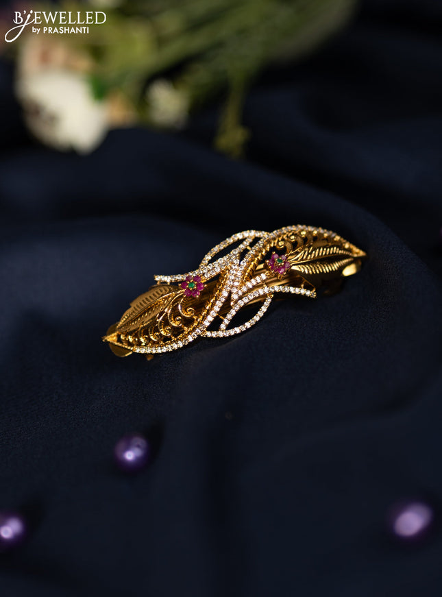 Antique hair clip medium size with kemp and cz stones