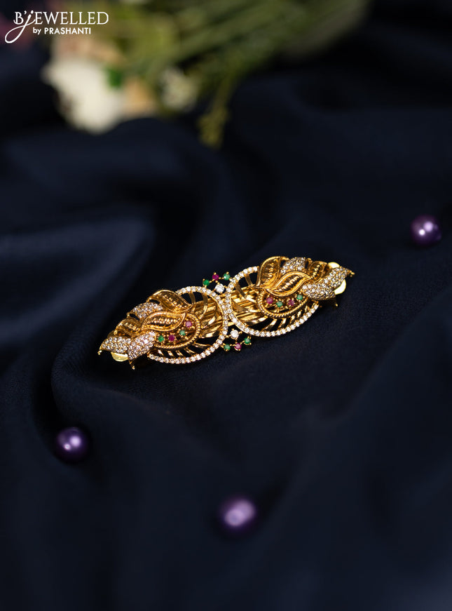 Antique hair clip medium size with kemp and cz stones