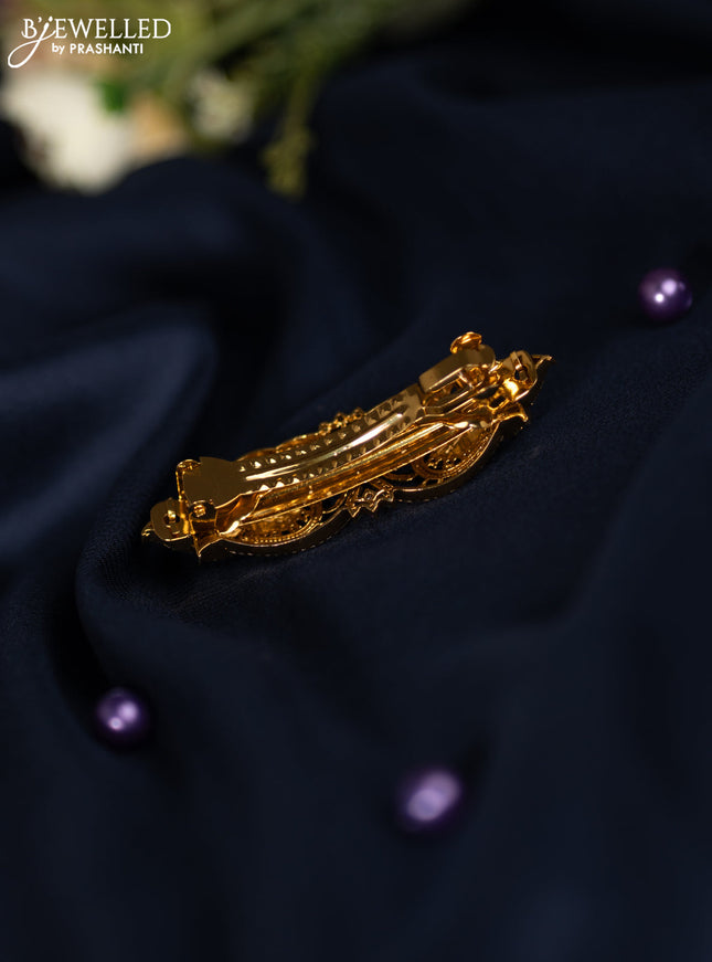 Antique hair clip medium size with kemp and cz stones