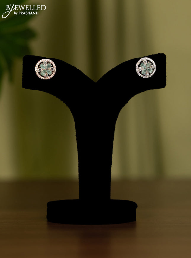 Zircon earrings with mint green and cz stones