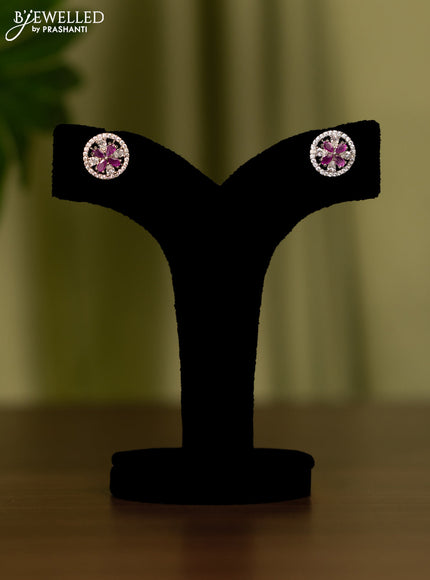 Zircon earrings with ruby and cz stones