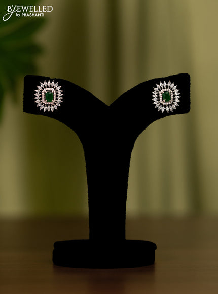 Zircon earrings with emerald and cz stones