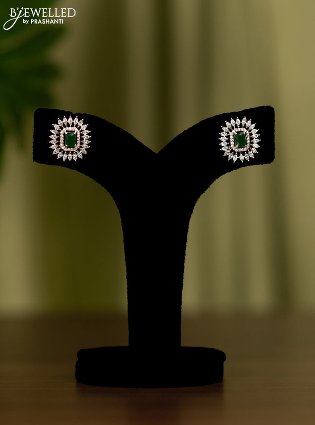 Zircon earrings with emerald and cz stones