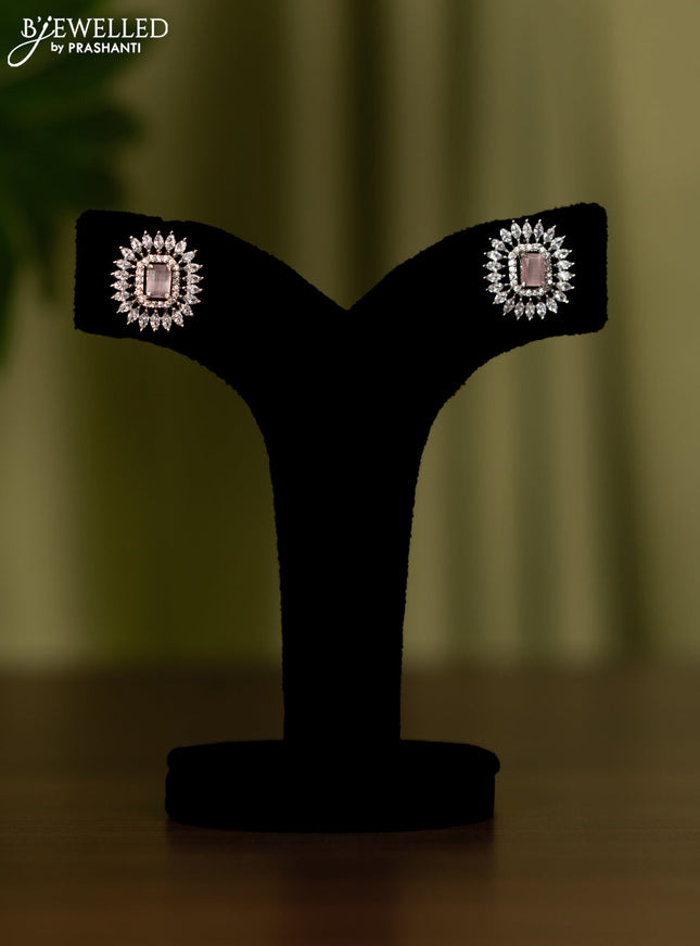 Zircon earrings with baby pink and cz stones