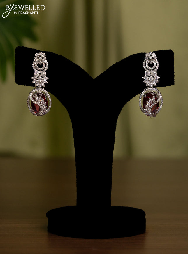 Zircon earrings with ruby and cz stones