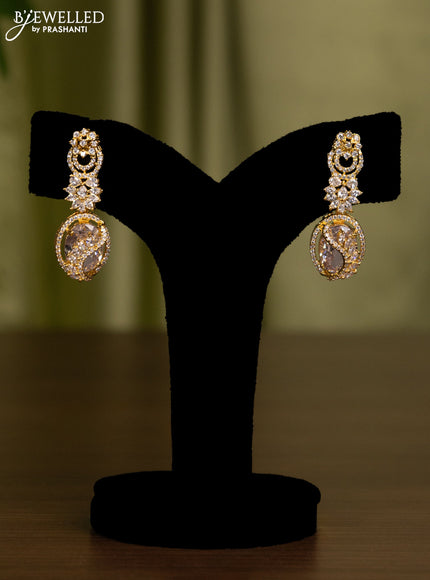 Zircon earrings with cz stones in gold finish