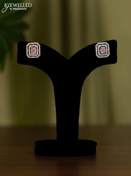 Zircon earrings with baby pink and cz stones