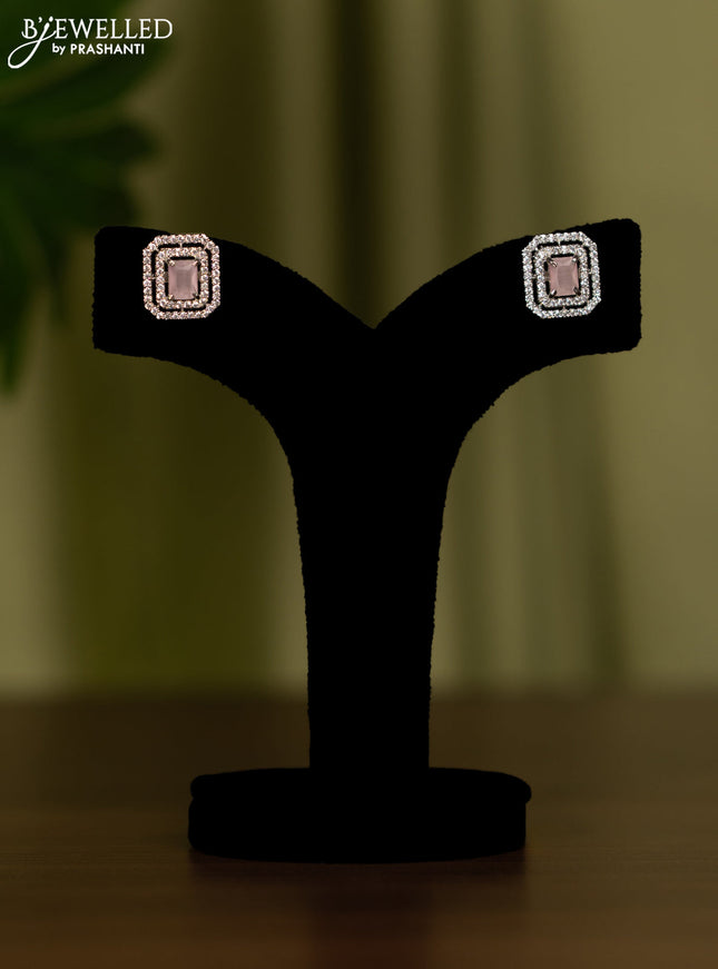 Zircon earrings with baby pink and cz stones