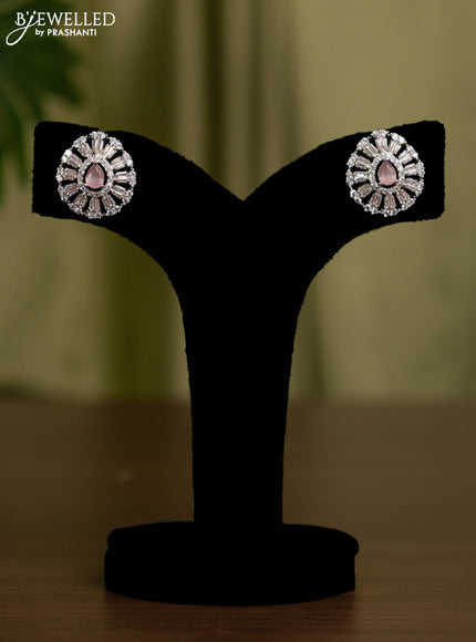 Zircon earrings with baby pink and cz stones