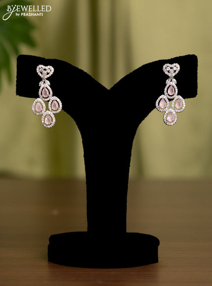 Zircon earrings with baby pink and cz stones