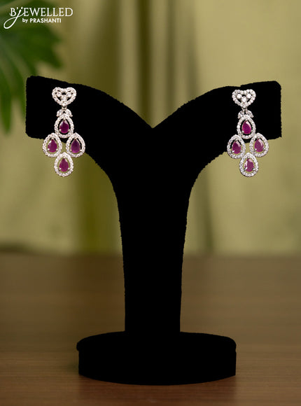 Zircon earrings with ruby and cz stones