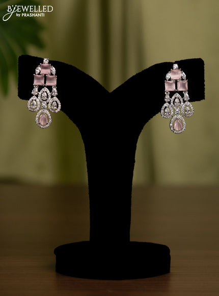 Zircon earrings with baby pink and cz stones