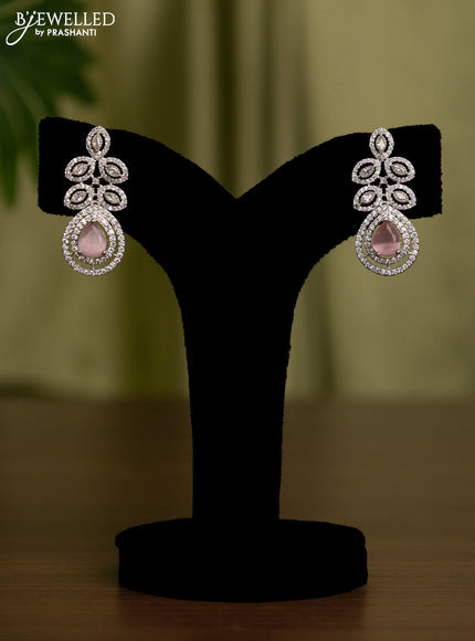 Zircon earrings with baby pink and cz stones