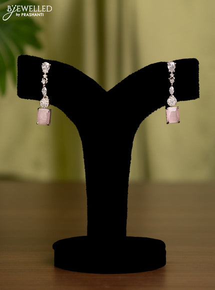 Zircon earrings with baby pink and cz stones