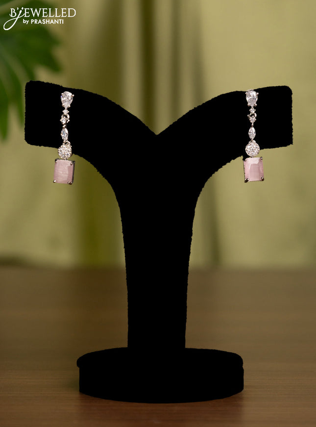 Zircon earrings with baby pink and cz stones
