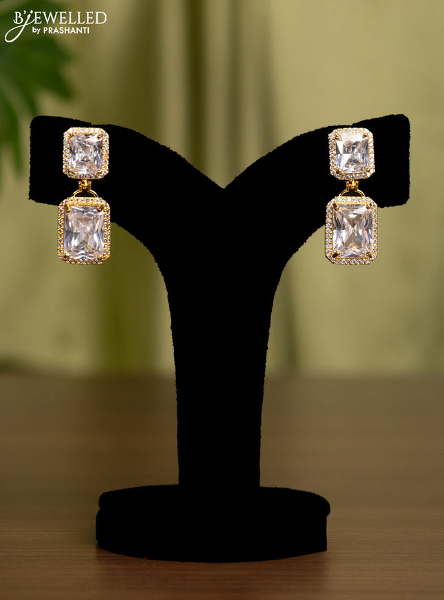 Zircon earrings with cz stones in gold finish