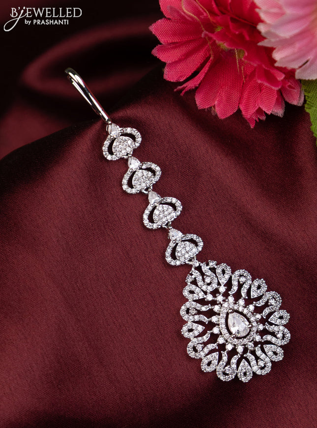 Zircon maang tikka with cz stones