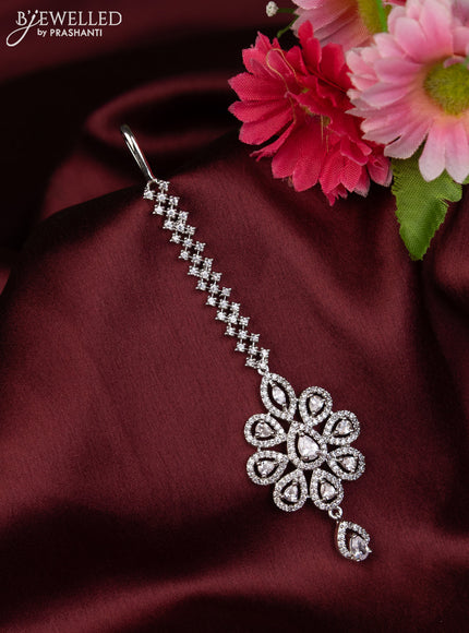 Zircon maang tikka with cz stones and hanging