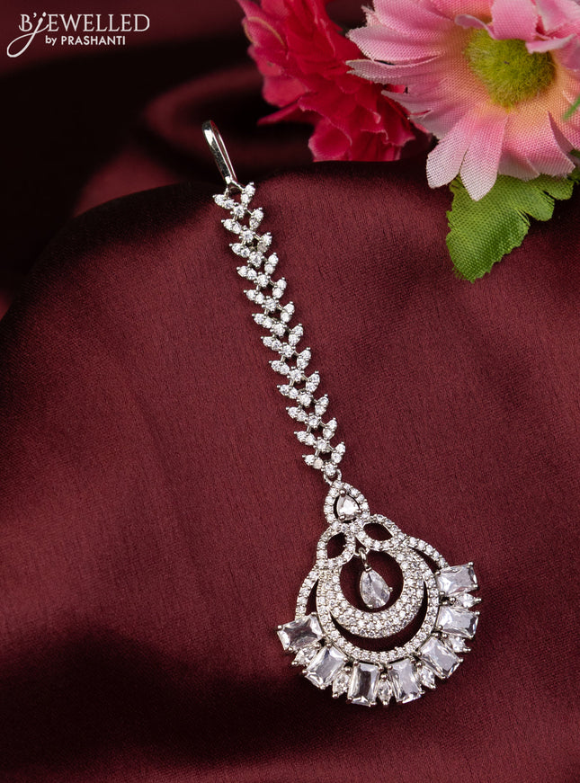 Zircon maang tikka with cz stones