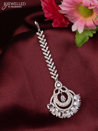 Zircon maang tikka with cz stones