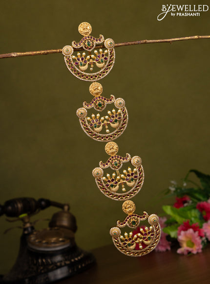 Antique jada billai lakshmi design with kemp and cz stones