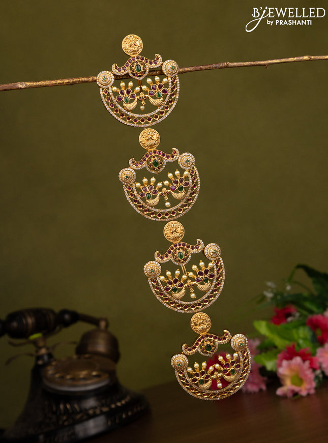 Antique jada billai lakshmi design with kemp and cz stones