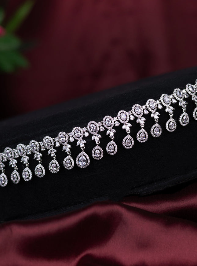 Zircon hip chain with cz stones