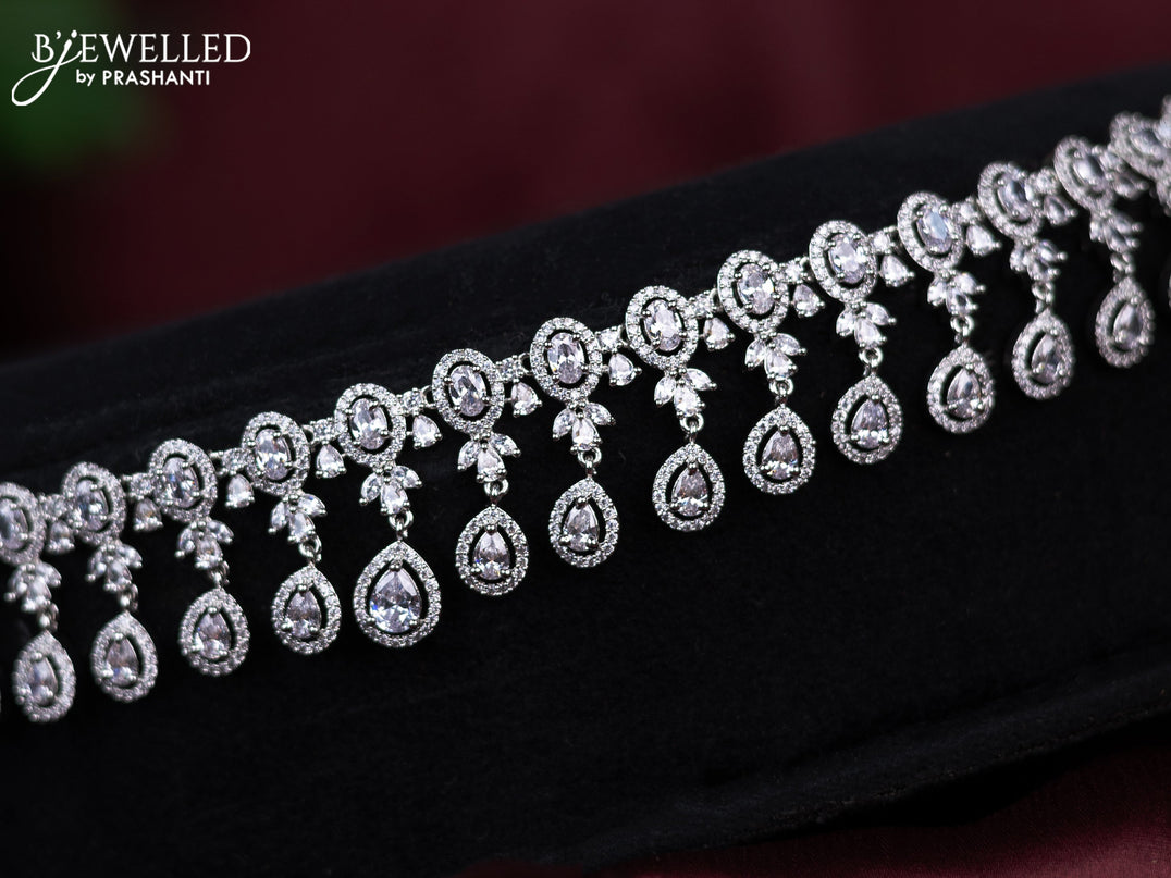 Zircon hip chain with cz stones