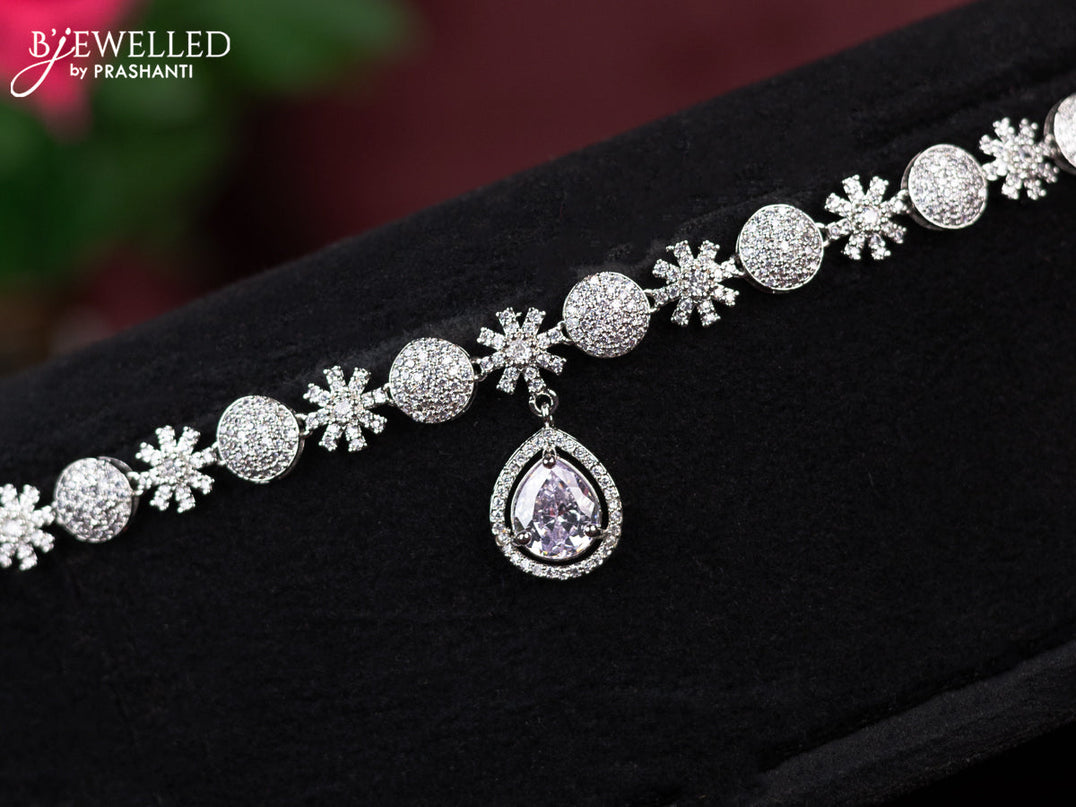 Zircon hip chain with cz stones
