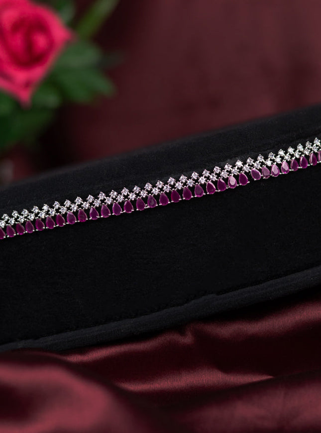 Zircon hip chain with ruby and cz stones