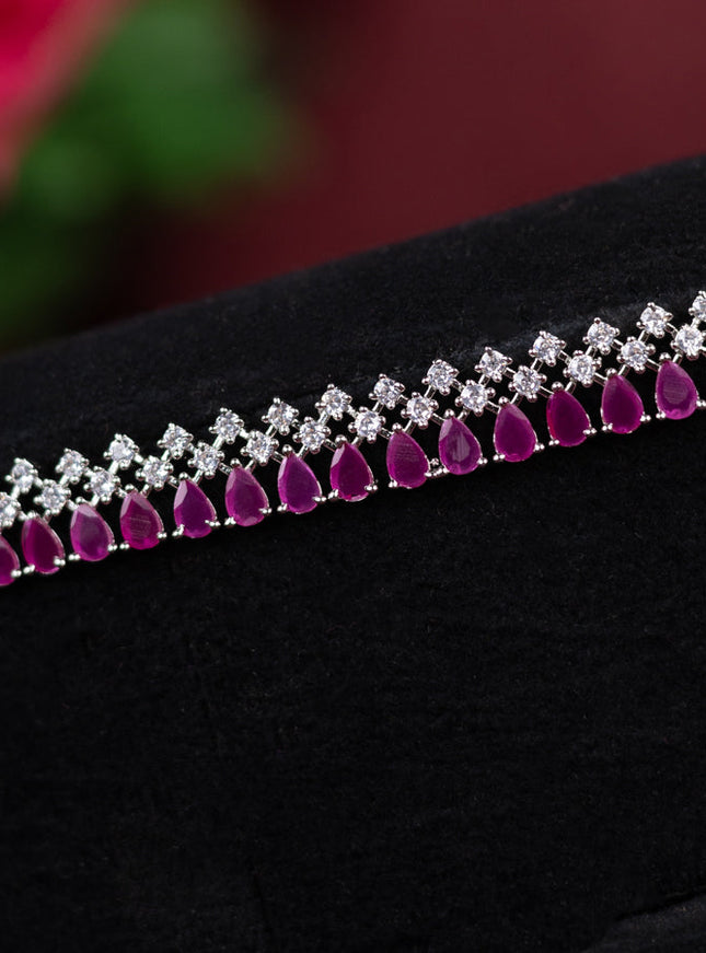 Zircon hip chain with ruby and cz stones