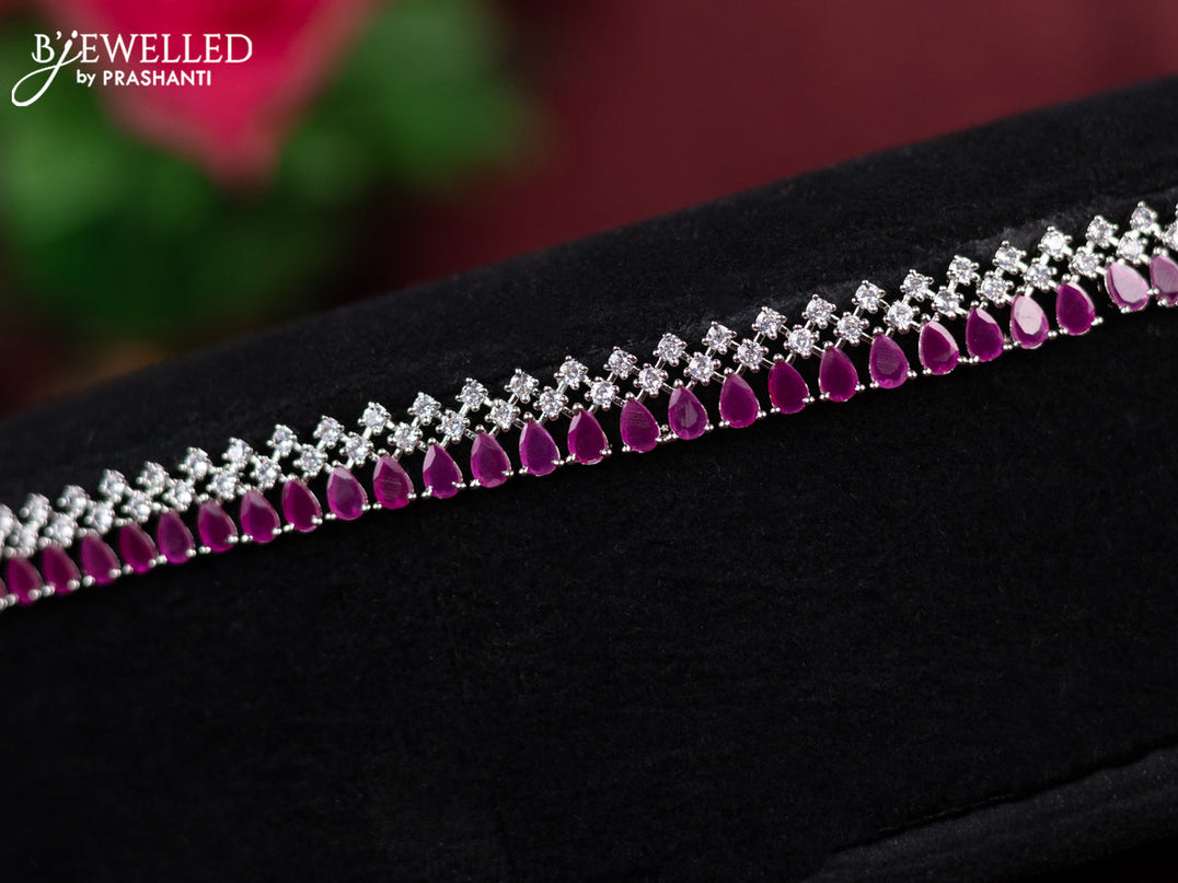 Zircon hip chain with ruby and cz stones