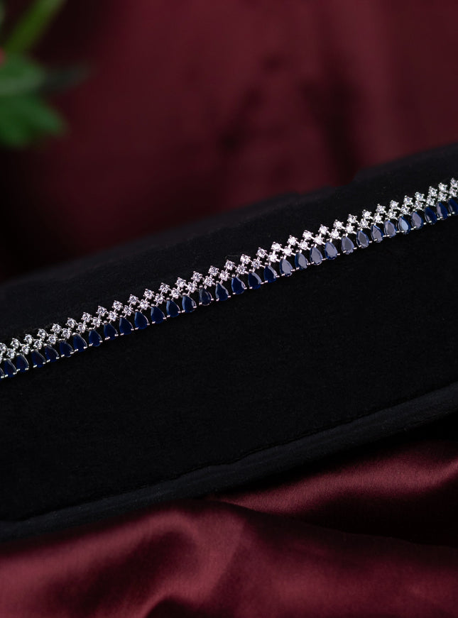 Zircon hip chain with sapphire and cz stones