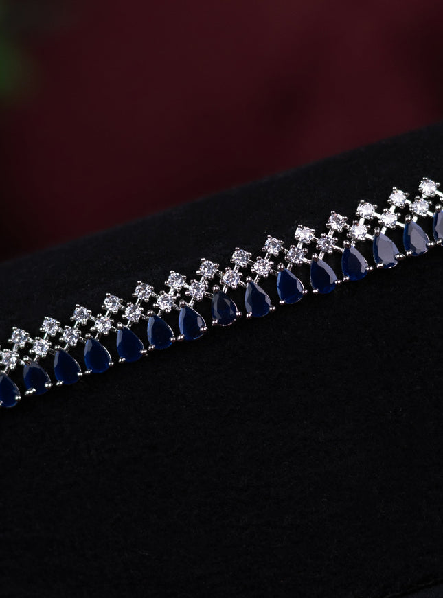 Zircon hip chain with sapphire and cz stones
