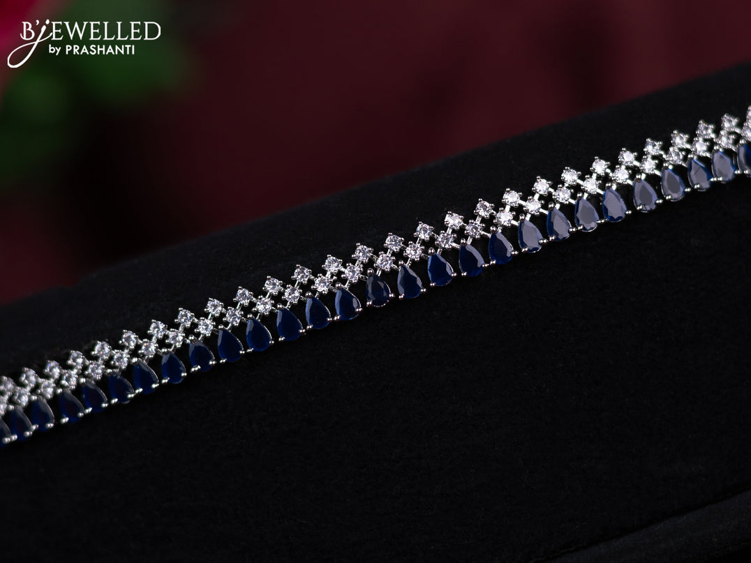 Zircon hip chain with sapphire and cz stones