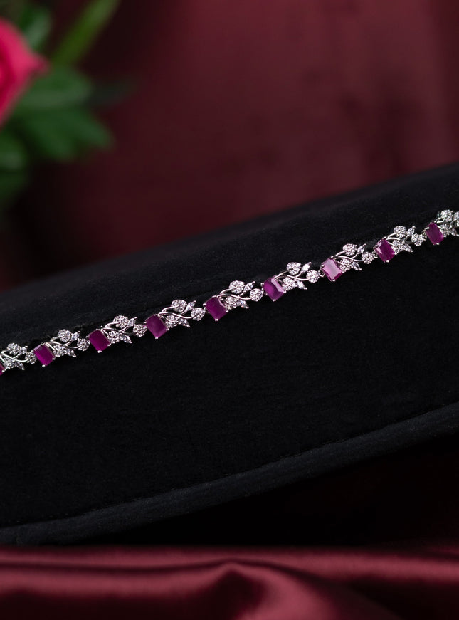 Zircon hip chain with ruby and cz stones