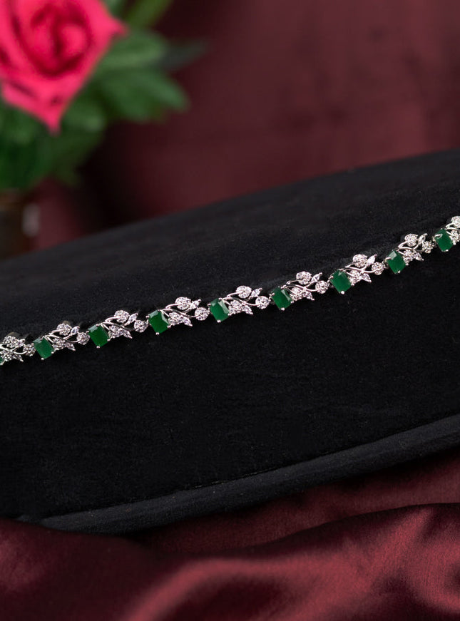 Zircon hip chain with emerald and cz stones