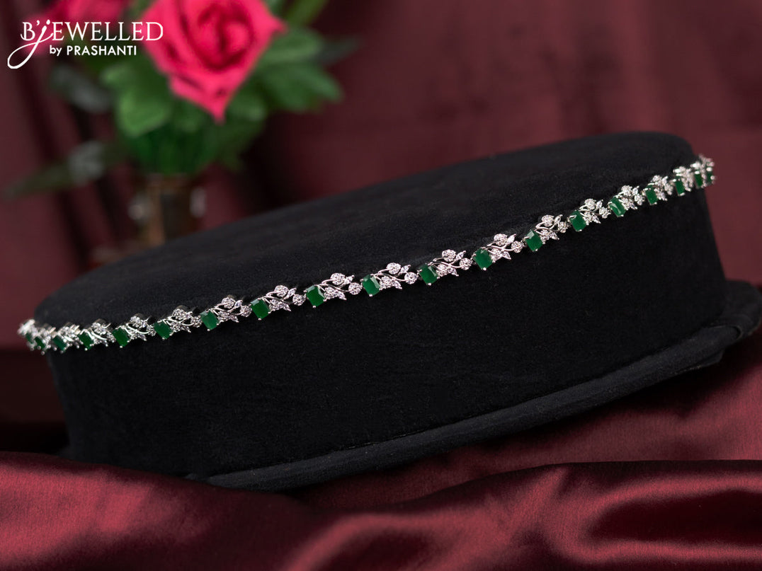 Zircon hip chain with emerald and cz stones