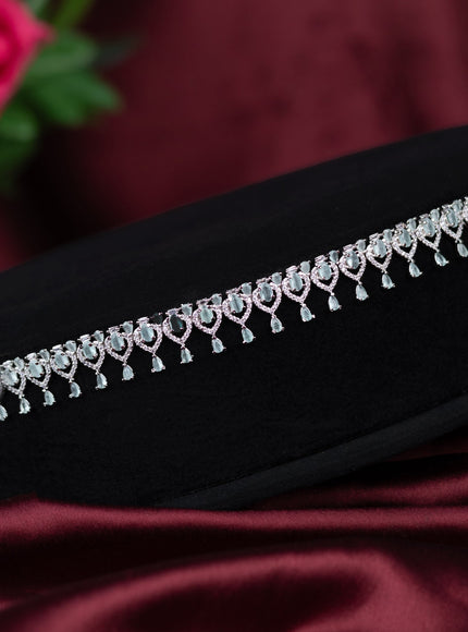 Zircon hip chain with mint green and cz stones