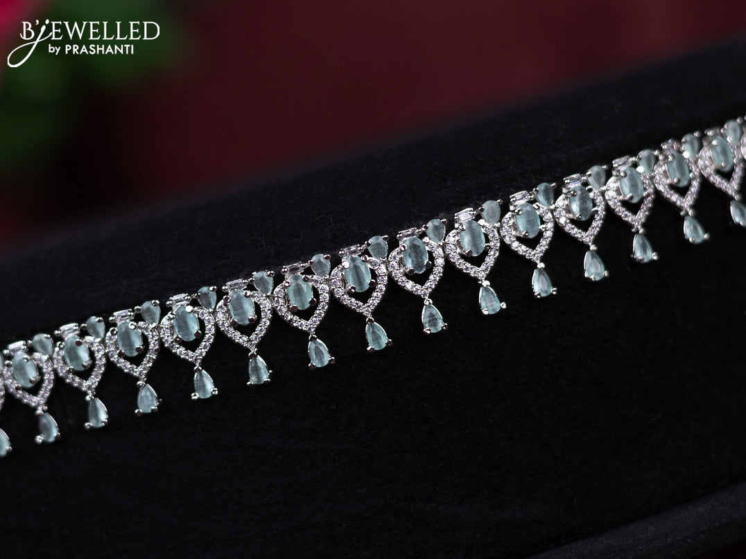Zircon hip chain with mint green and cz stones