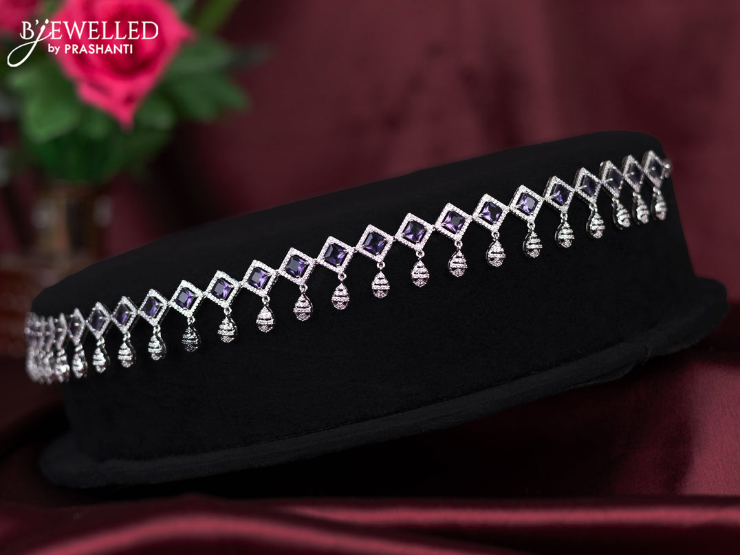 Zircon hip chain with violet and cz stones