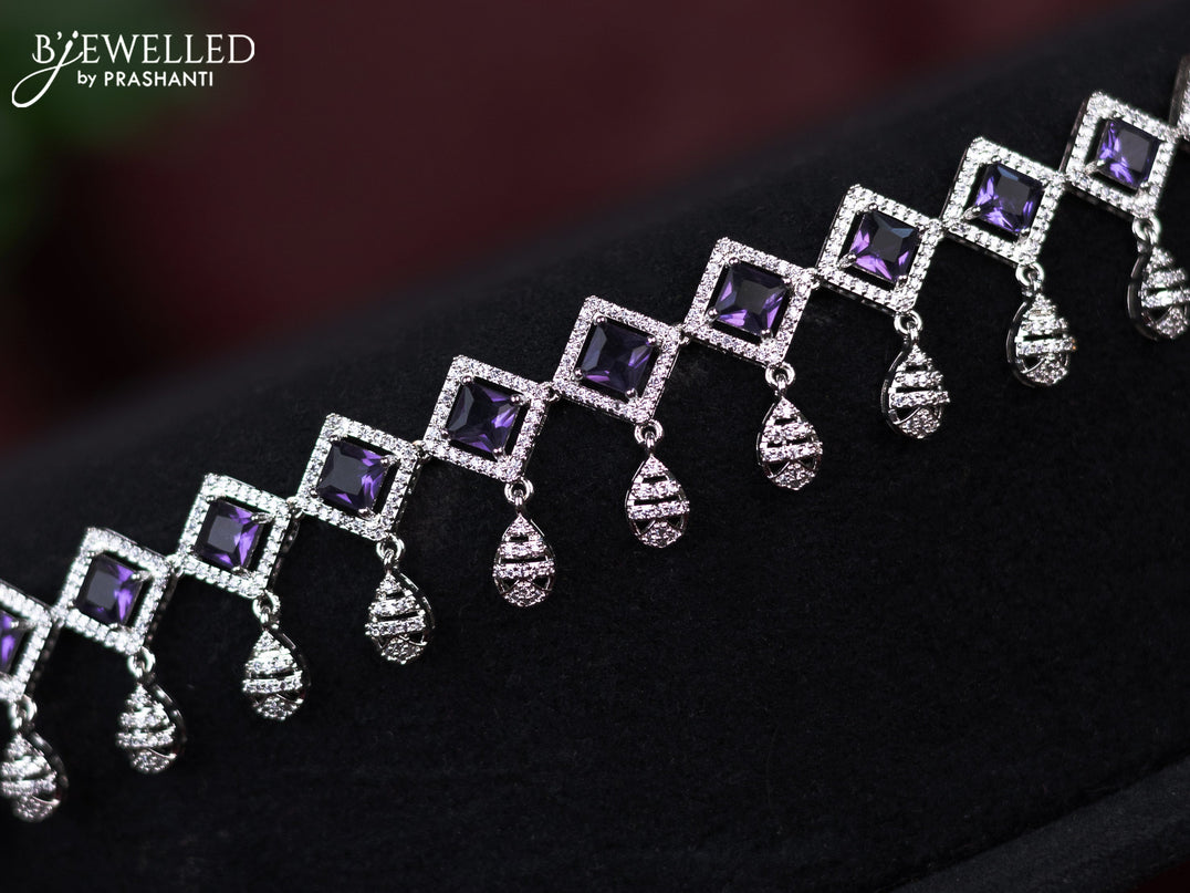 Zircon hip chain with violet and cz stones