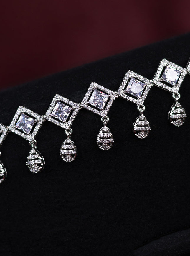 Zircon hip chain with cz stones
