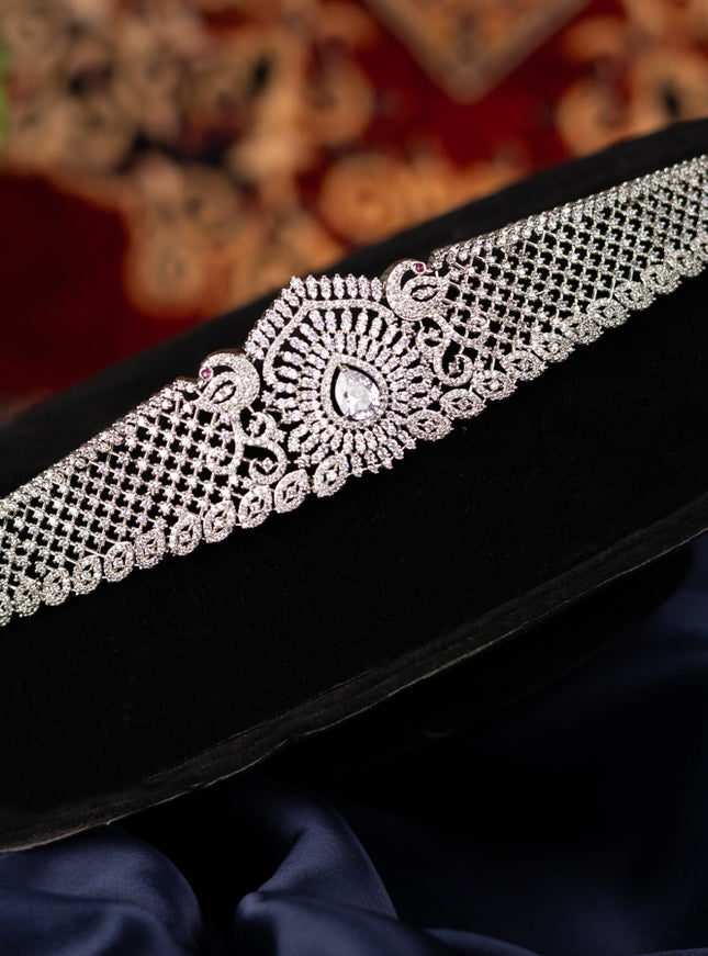 Zircon hip chain with cz stones