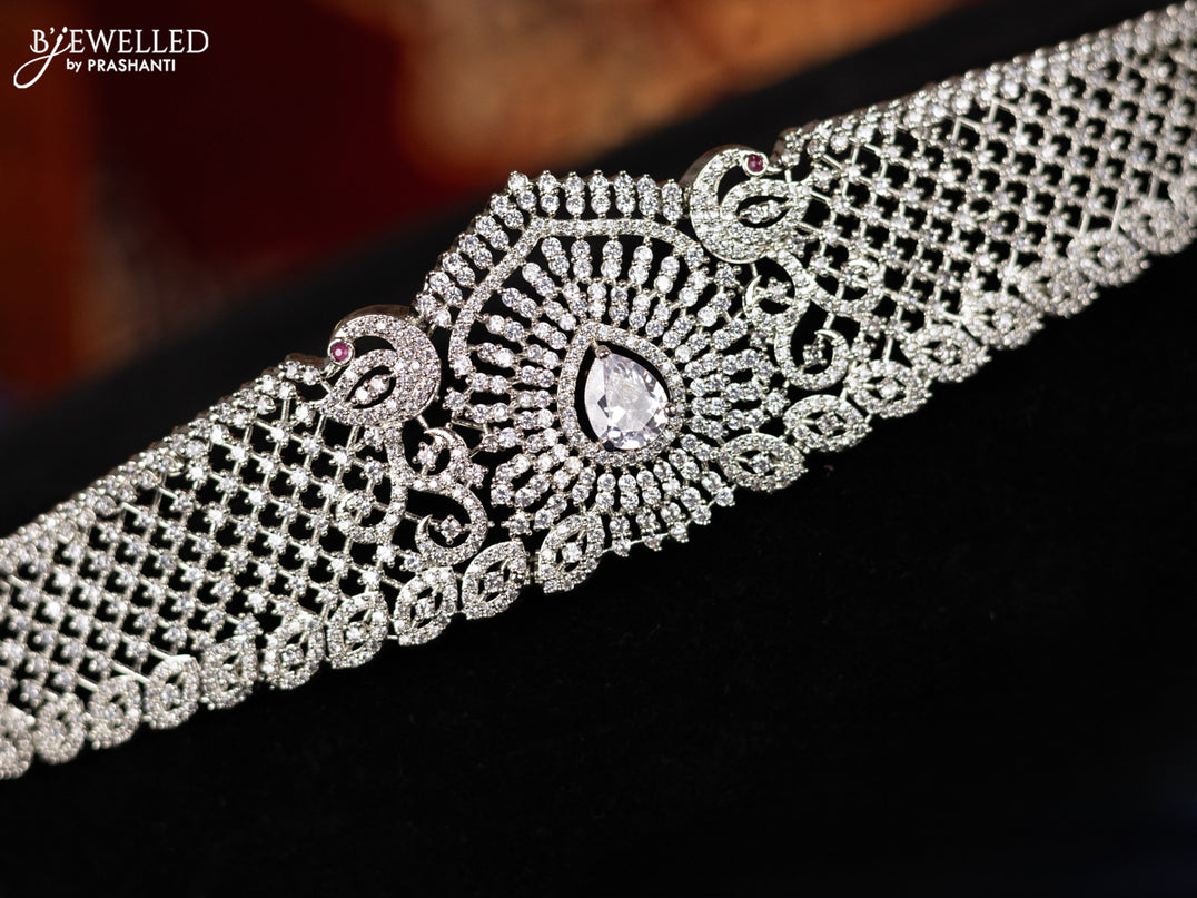 Zircon hip chain with cz stones